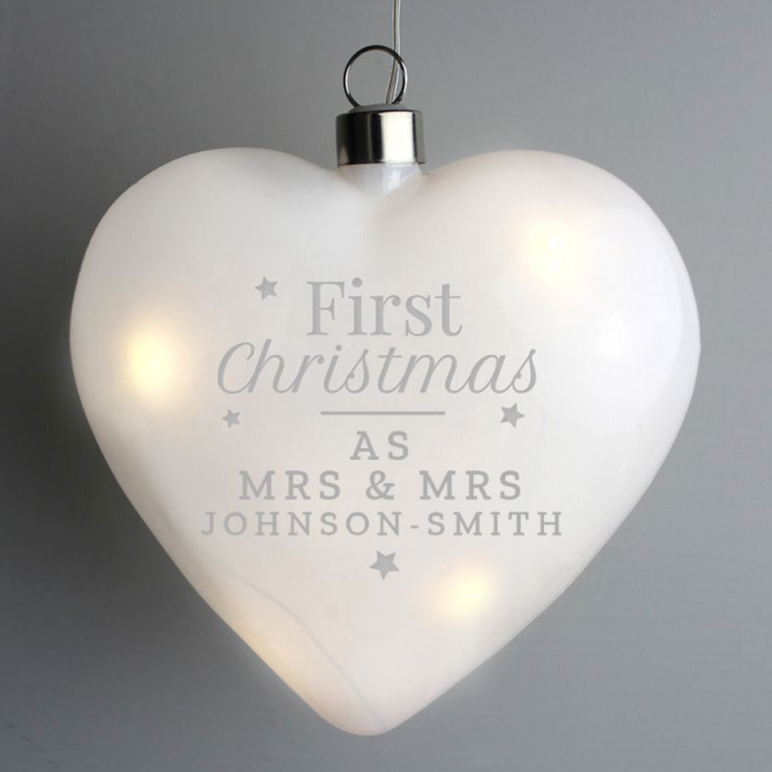 Mrs &amp; Mrs - Lesbian Gay Couple Personalised First Christmas Xmas Bauble Decoration | Gift