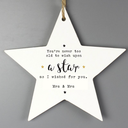 Mrs & Mrs - Lesbian Gay Couple Personalised I wished for you Wooden Decoration | Gift