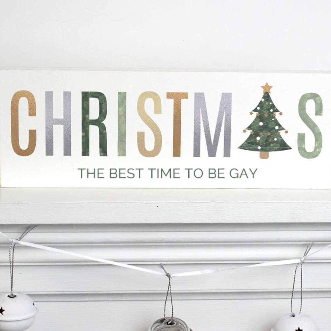 Gay Lesbian Multi-Coloured Christmas Wooden Block | Gift