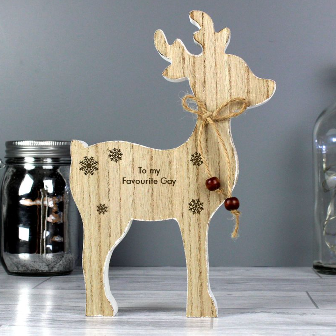 Lesbian Gay Christmas Wooden Reindeer Decoration | Gift