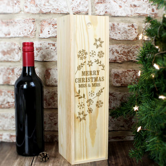 Mrs & Mrs - Lesbian Gay Couple Christmas Wine Bottle Box | Gift