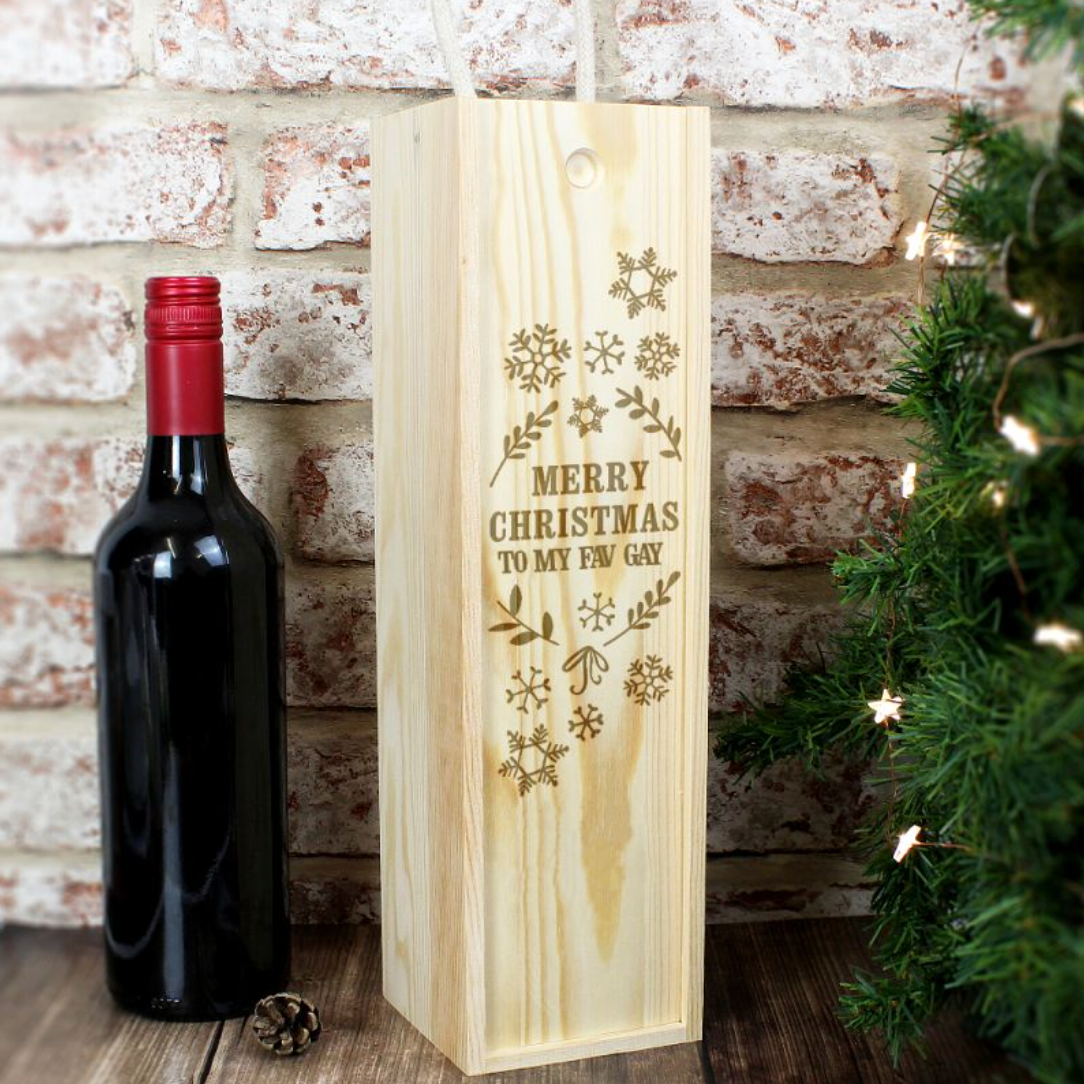 Lesbian Gay Christmas Wine Bottle Box | Gift