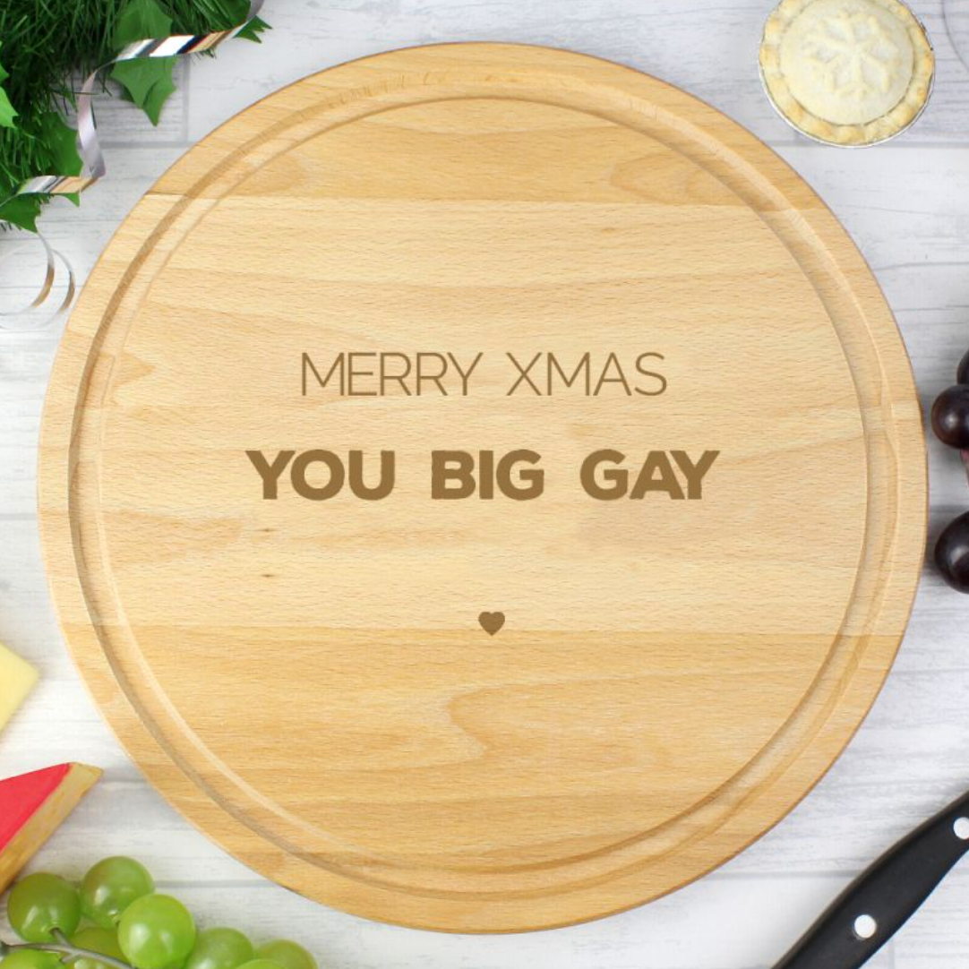 Lesbian Gay Christmas Cheese Chopping Board | Gift