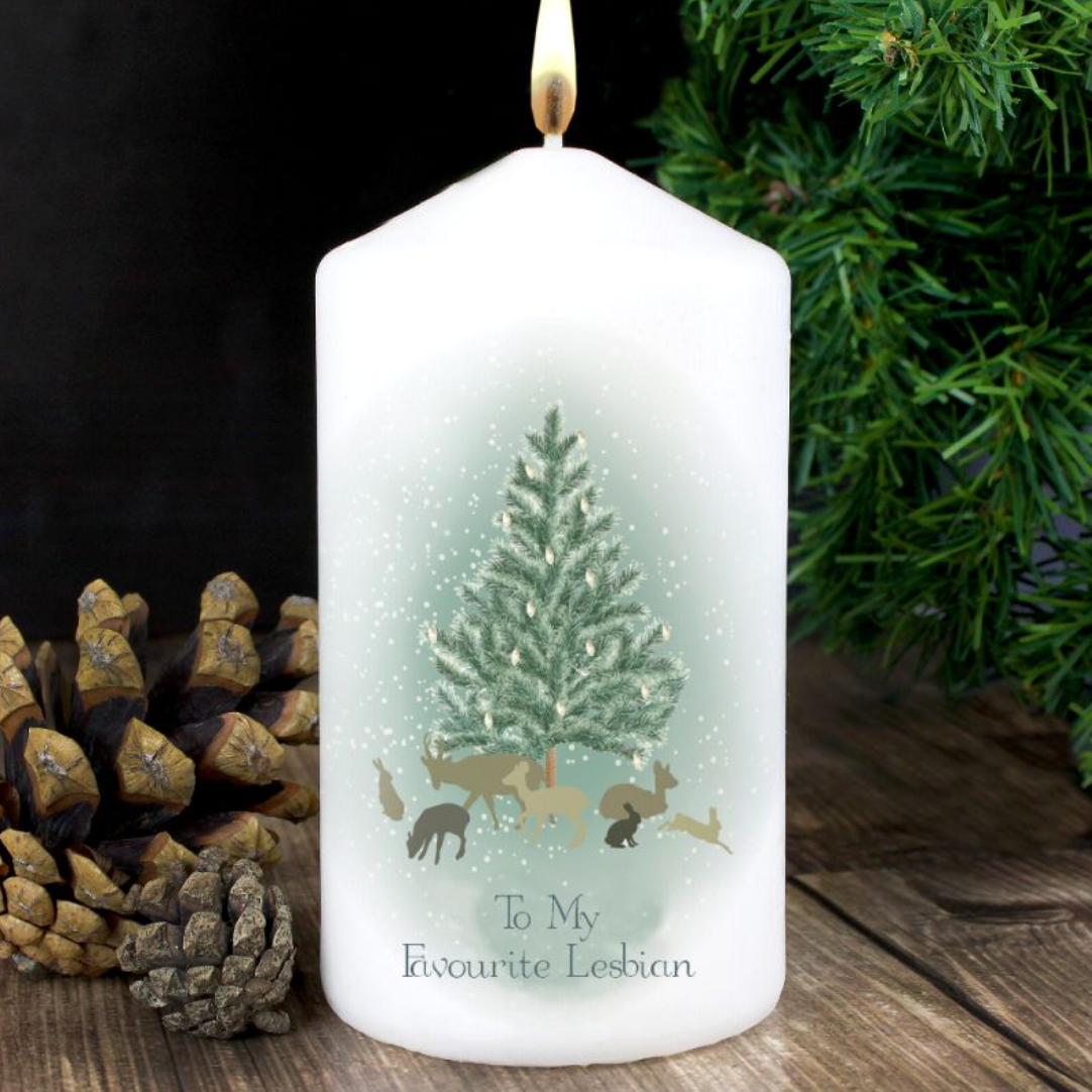 Lesbian Gay Christmas A Winter&#39;s Night Pillar Candle | Gift