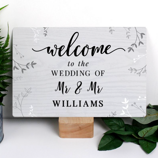 Mr & Mr - Gay Couple Personalised Welcome Sign | Wedding Gift