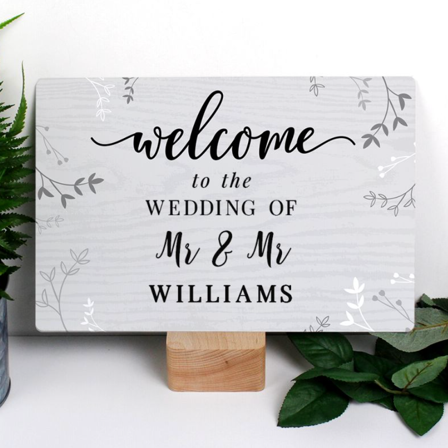 Mr &amp; Mr - Gay Couple Personalised Welcome Sign | Wedding Gift