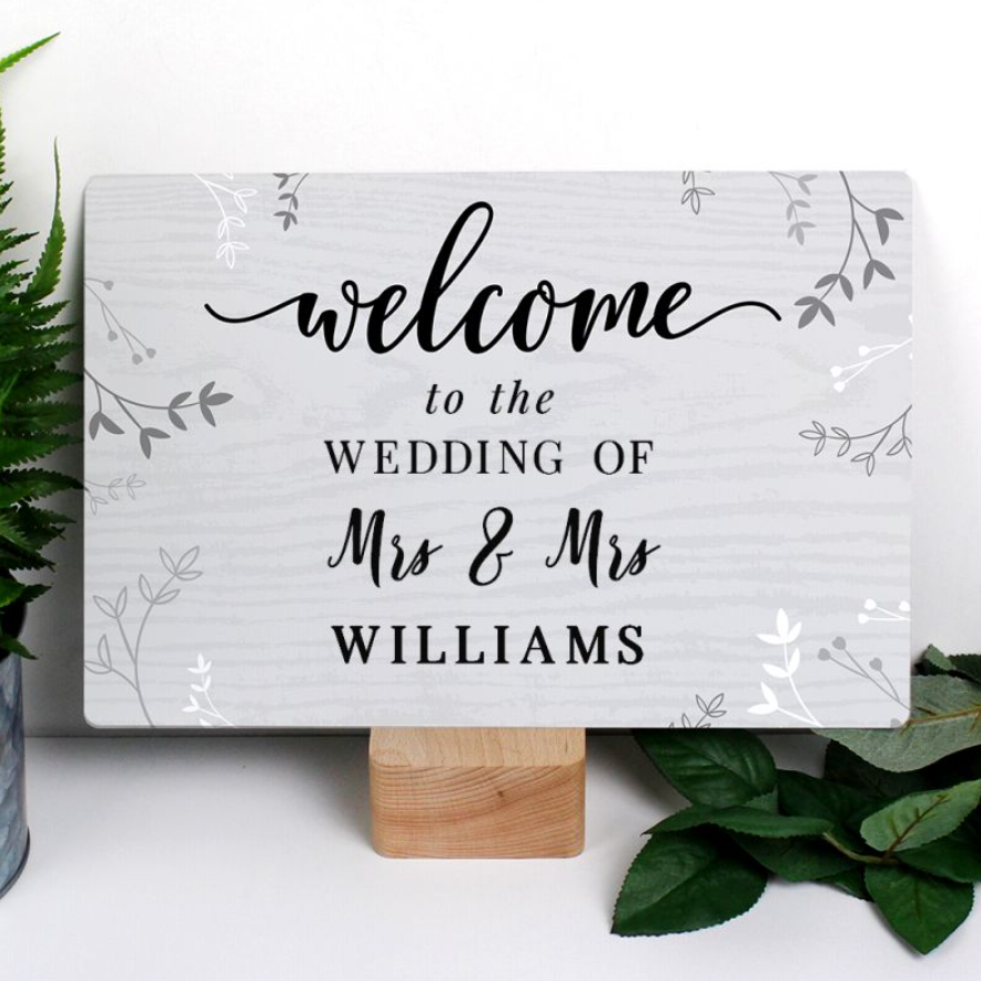 Mrs & Mrs - Lesbian Gay Couple Personalised Welcome Sign | Wedding Gift