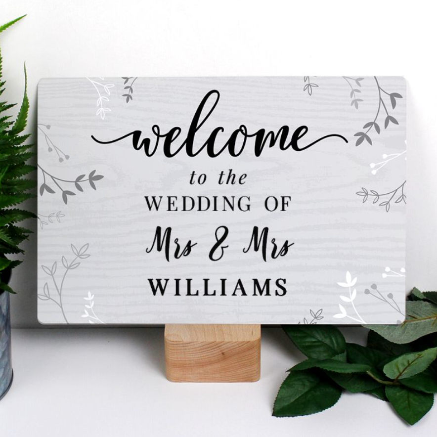Mrs &amp; Mrs - Lesbian Gay Couple Personalised Welcome Sign | Wedding Gift