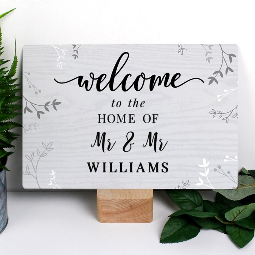 Mr & Mr - Gay Couple Personalised Welcome Sign | New Home Gift