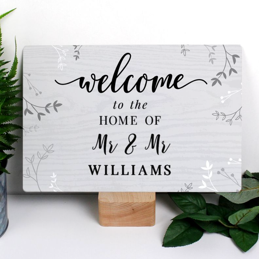 Mr &amp; Mr - Gay Couple Personalised Welcome Sign | New Home Gift