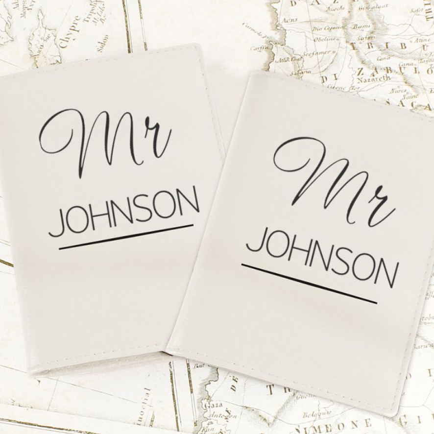 Mr & Mr - Gay Couple Personalised Pair of Passport Holders | Wedding Gift