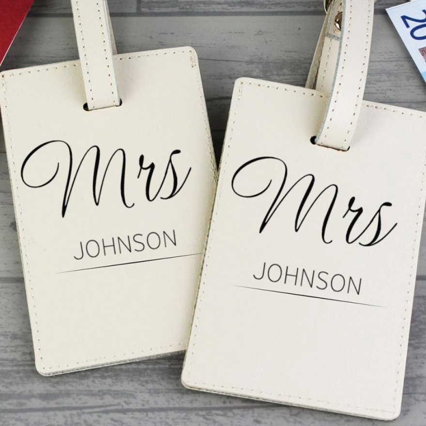 Mrs & Mrs - Lesbian Gay Couple Personalised Pair of Luggage Tags | Gift