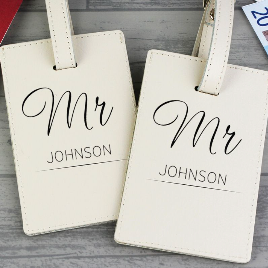 Mr &amp; Mr - Gay Couple Personalised Pair of Luggage Tags | Gift