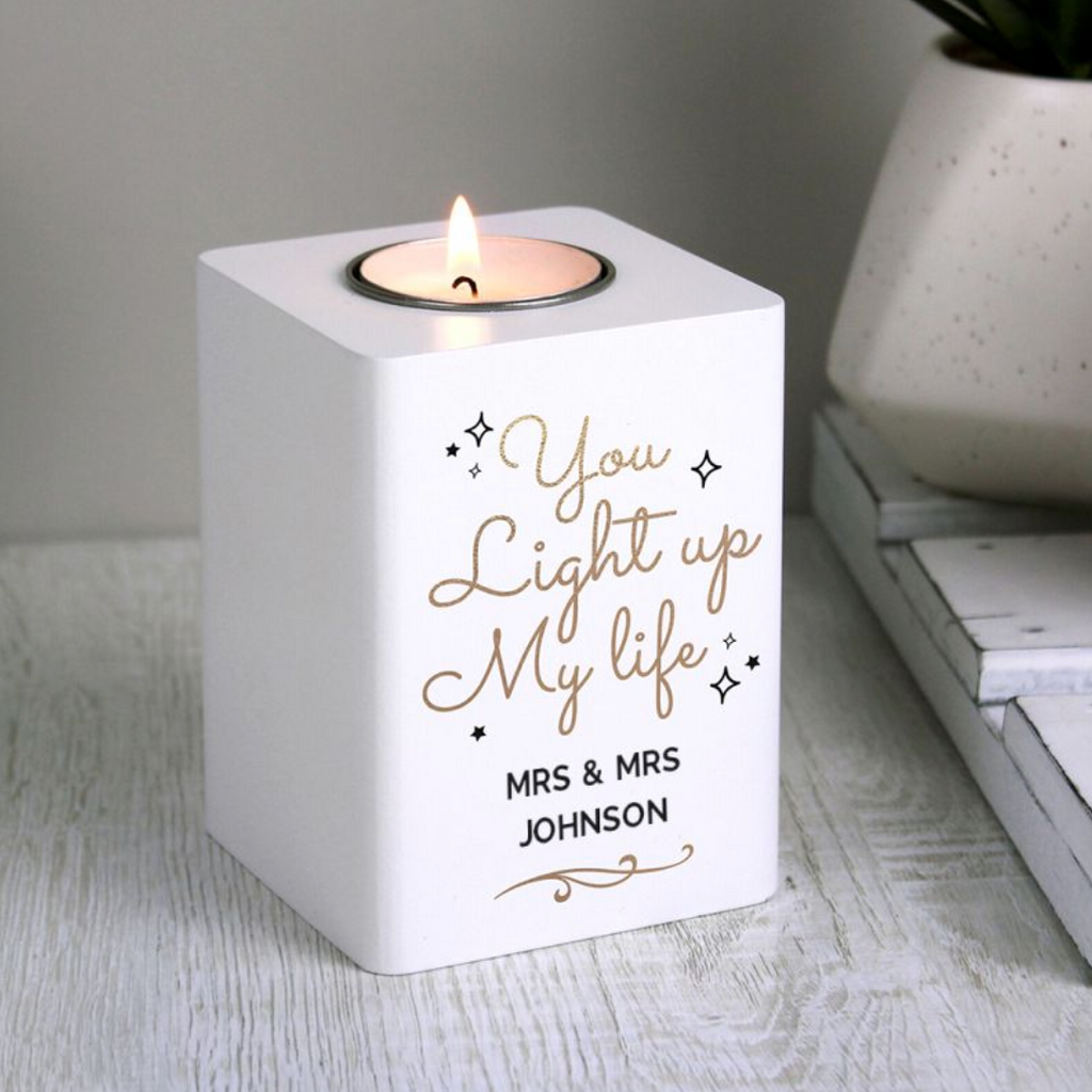Mrs & Mrs - Lesbian Gay Couple Personalised Candle Holder | Gift