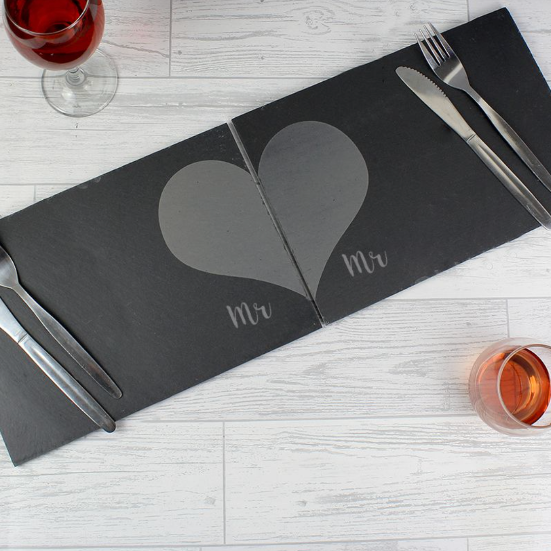 Mr & Mr - Gay Couple Slate Placemat Set | Gift
