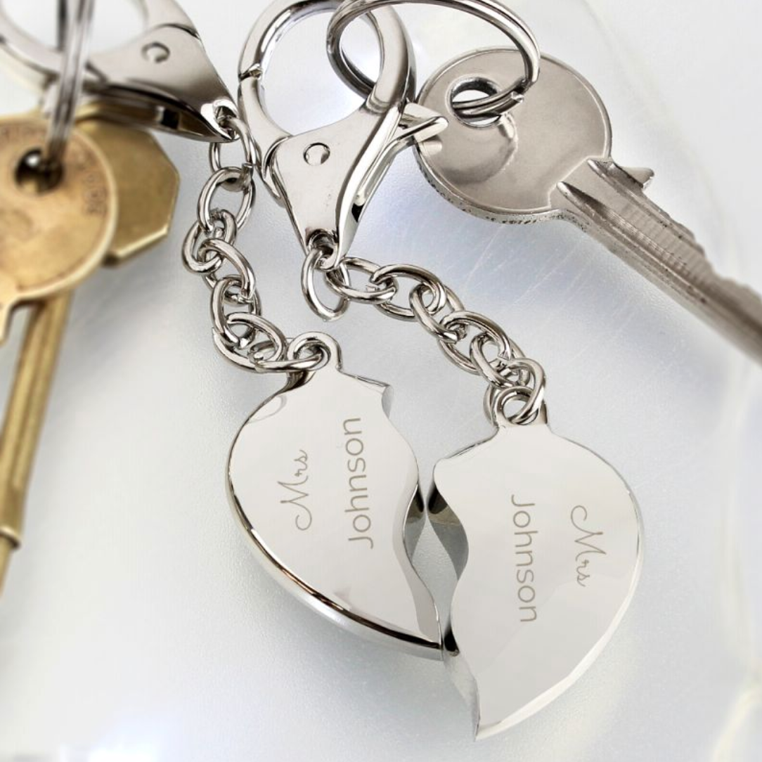 Mrs & Mrs - Lesbian Gay Couple Personalised Keyring Set | Gift
