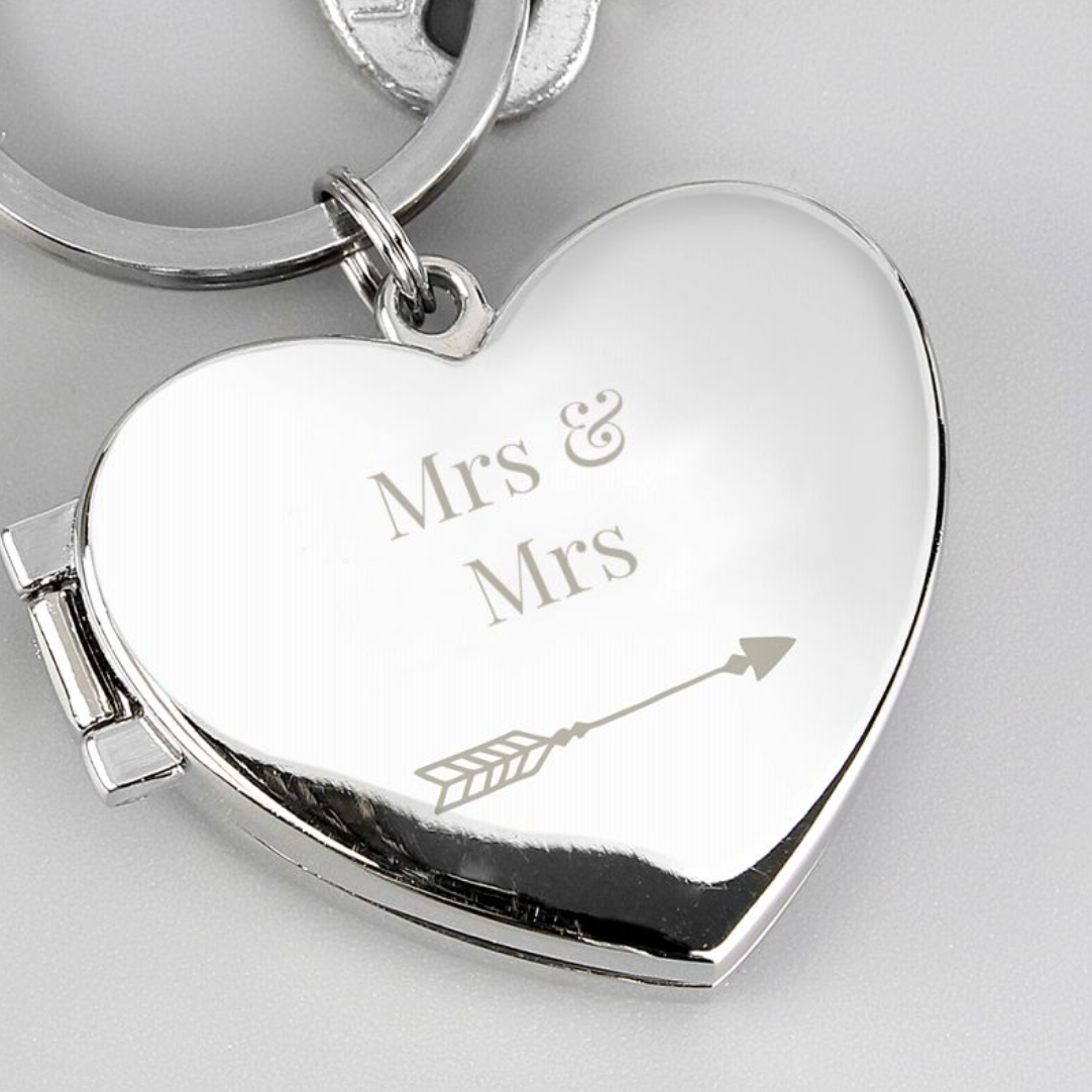Mrs & Mrs - Lesbian Gay Couple Photo Frame Keyring | Gift