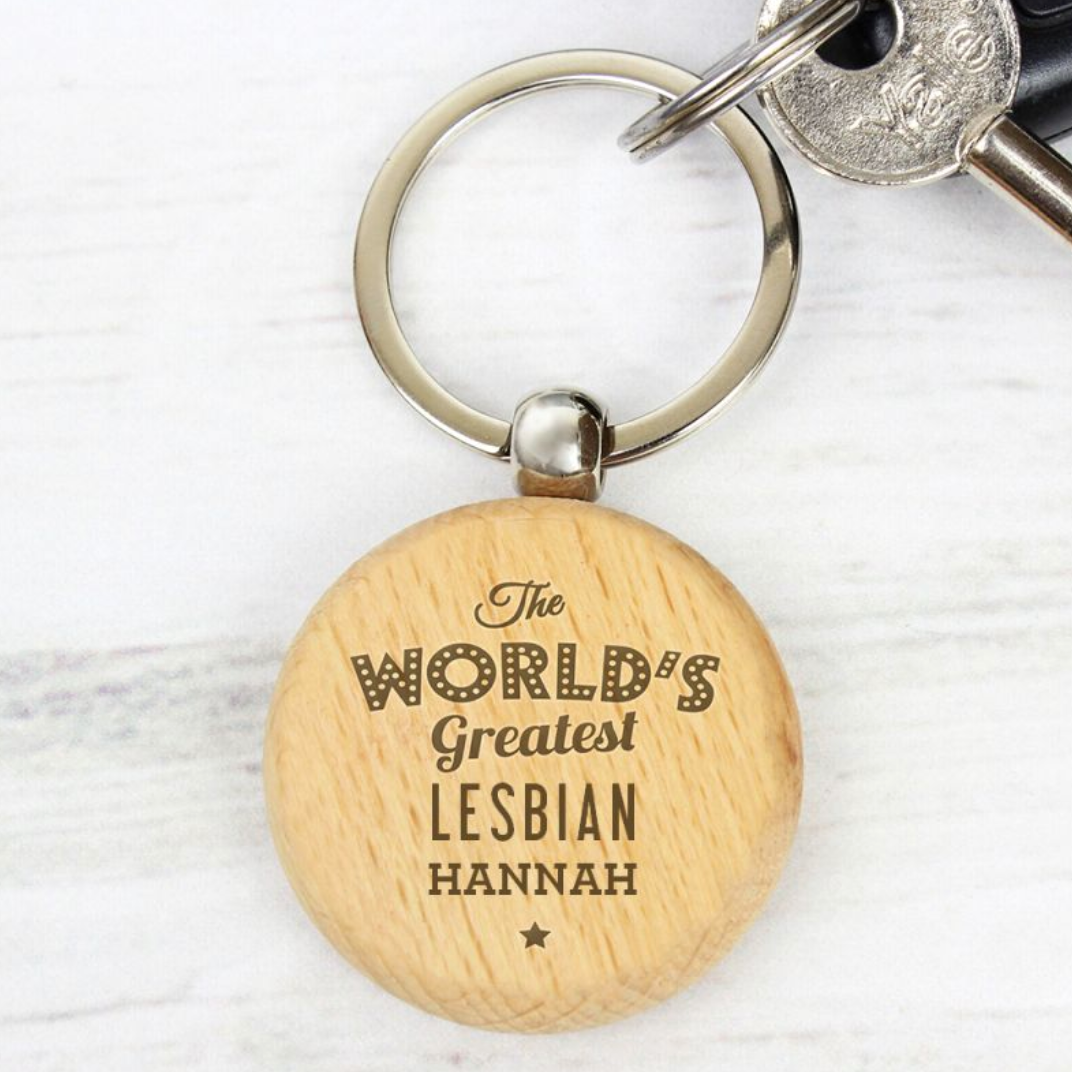 World's Greatest Lesbian - Personalised Wooden Keyring | Gift