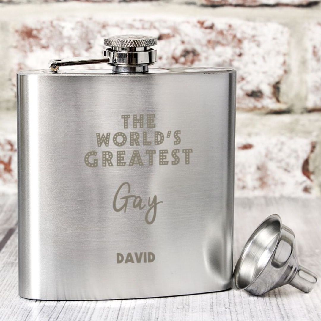 World's Greatest Gay - Personalised Hip Flask | Gift