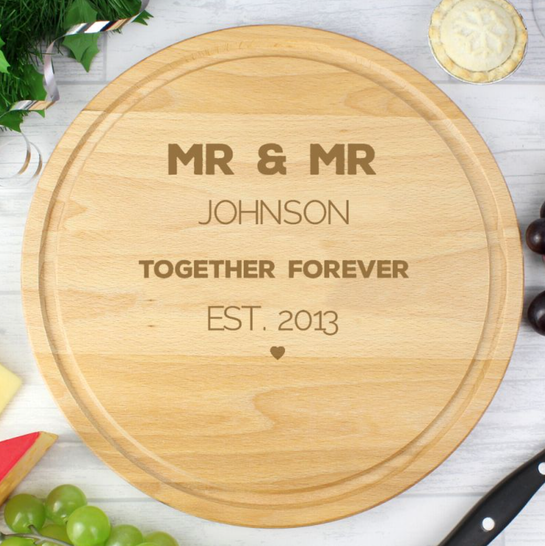 Mr &amp; Mr - Gay Personalised Cheese Chopping Board | Gift