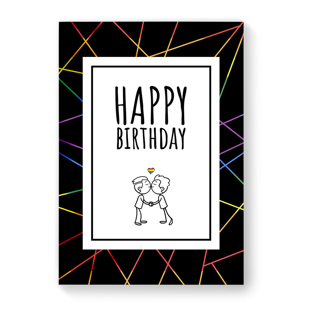 Happy Birthday - Gay Birthday Card - Black Geometric | Gift