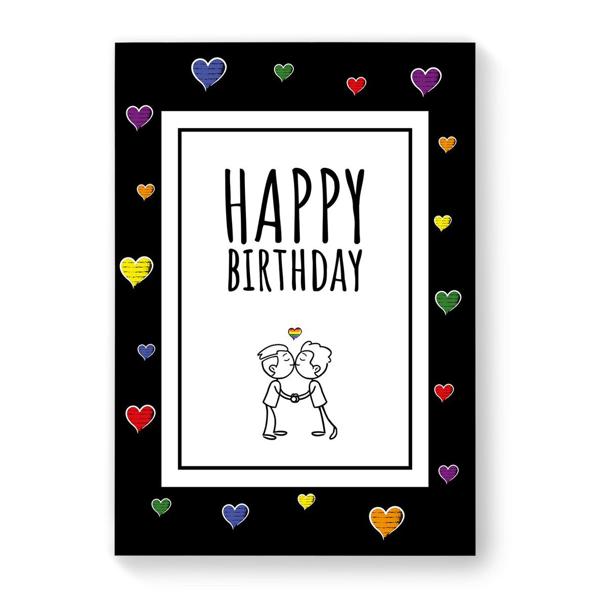 Happy Birthday - Gay Birthday Card - Black Heart | Gift
