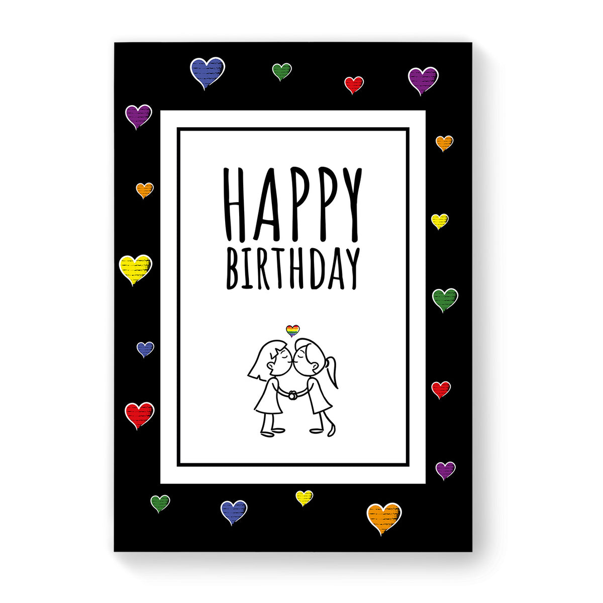 Happy Birthday - Lesbian Gay Birthday Card - Black Heart | Gift