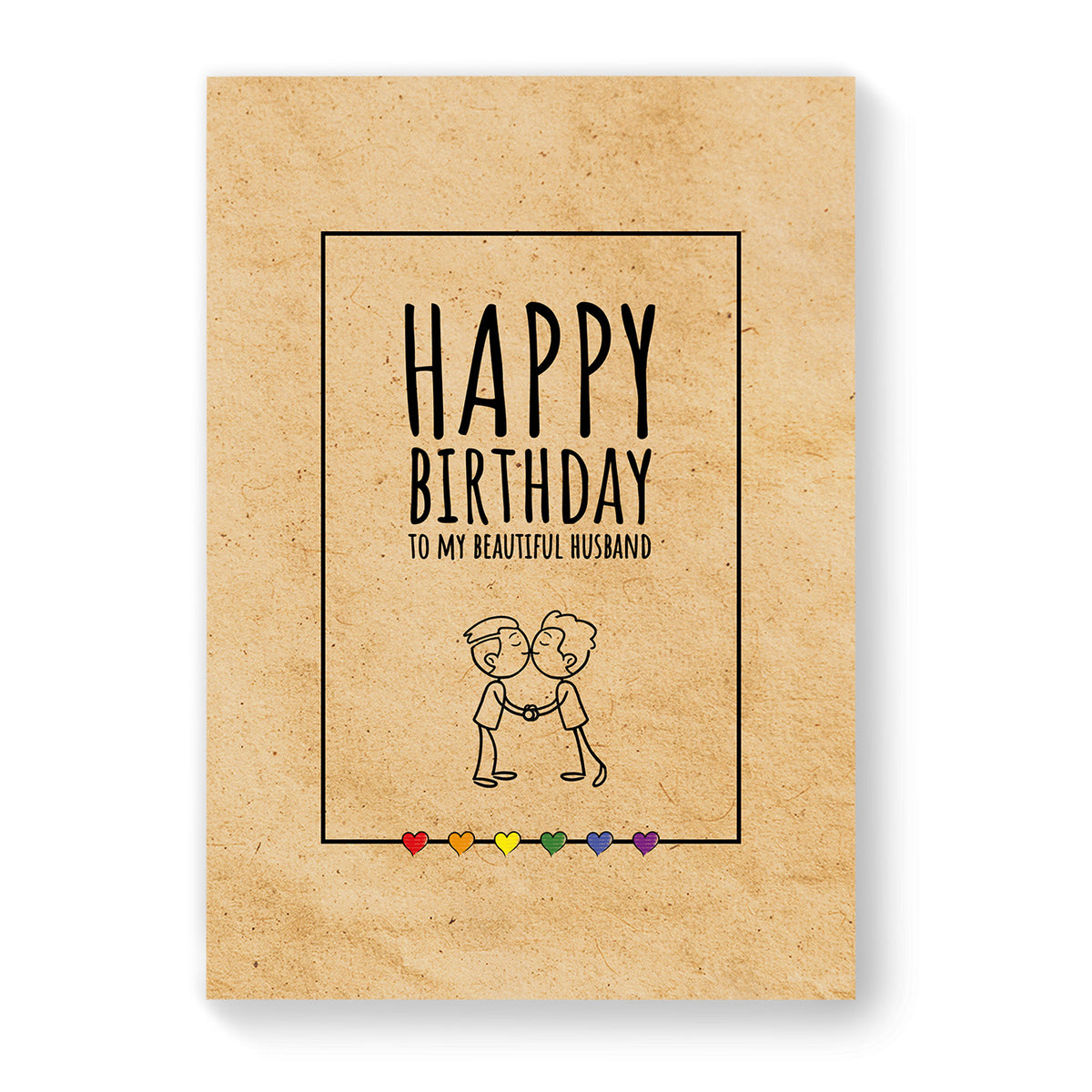 Happy Birthday to my beautiful husband - Gay Birthday Card - Vintage Brown | Gift