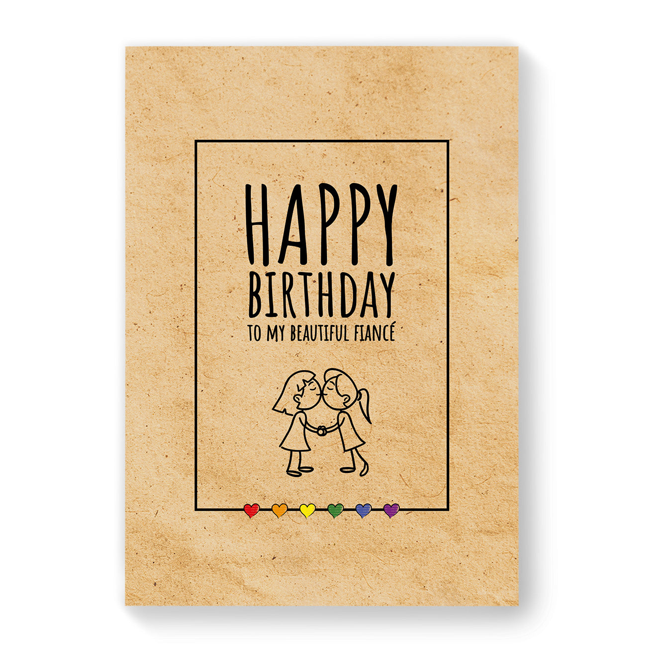 PRIDAL | Happy Birthday to my beautiful fiancé - Lesbian Gay Birthday Card  - Vintage Brown