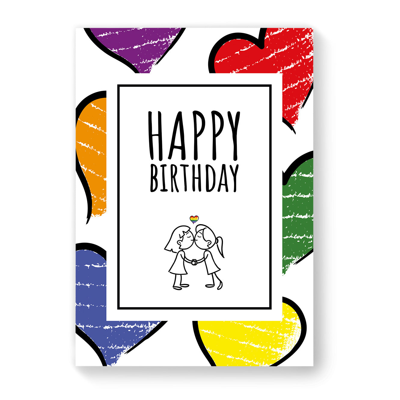 Happy Birthday - Lesbian Gay Birthday Card - Large Heart | Gift