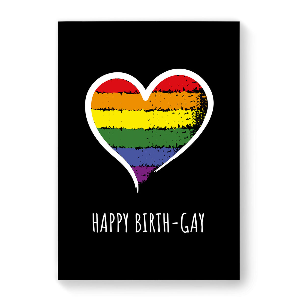 Happy Birth-gay - Lesbian Gay Birthday Card - Large Black Heart | Gift