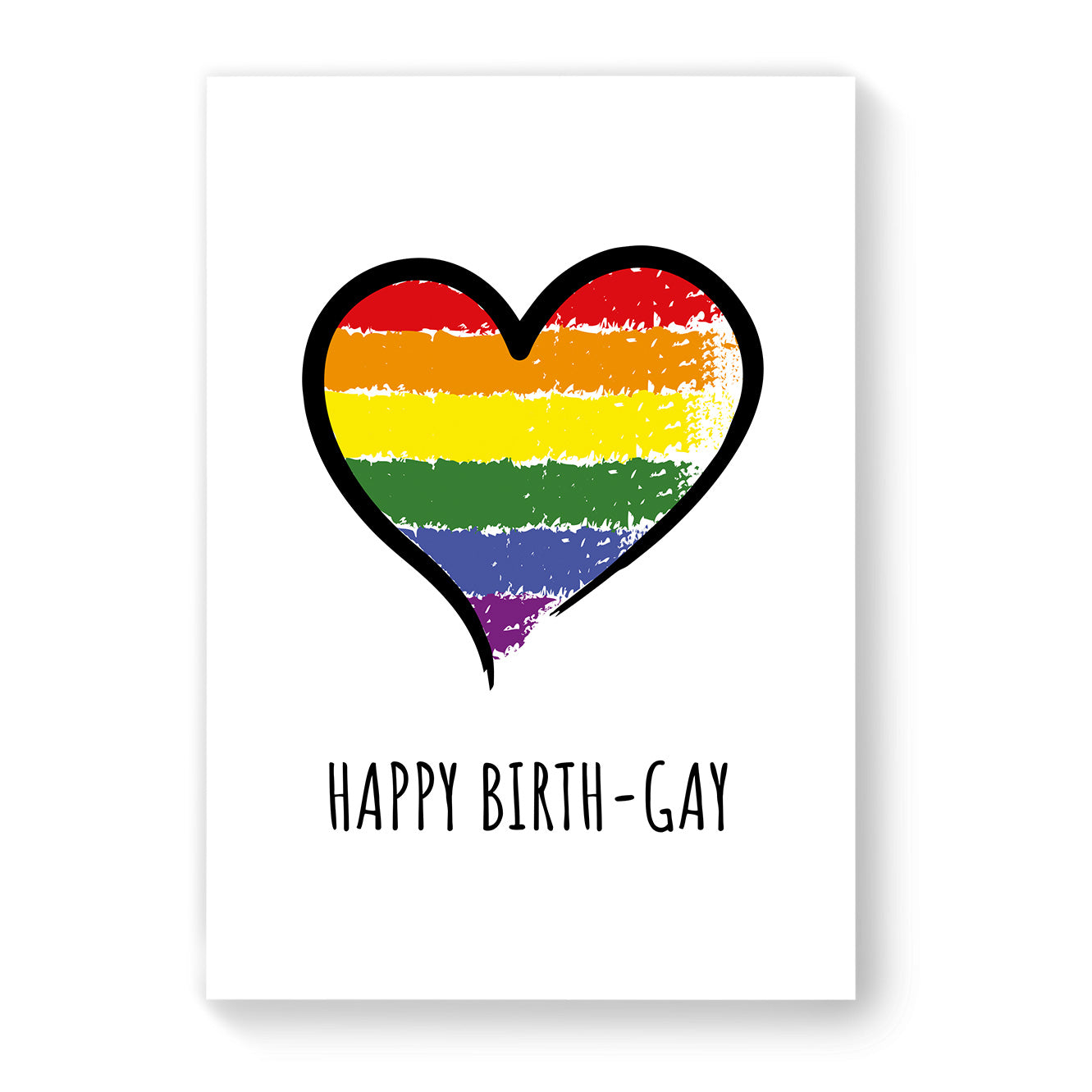 Happy Birth-gay - Lesbian Gay Birthday Card - Large White Heart | Gift