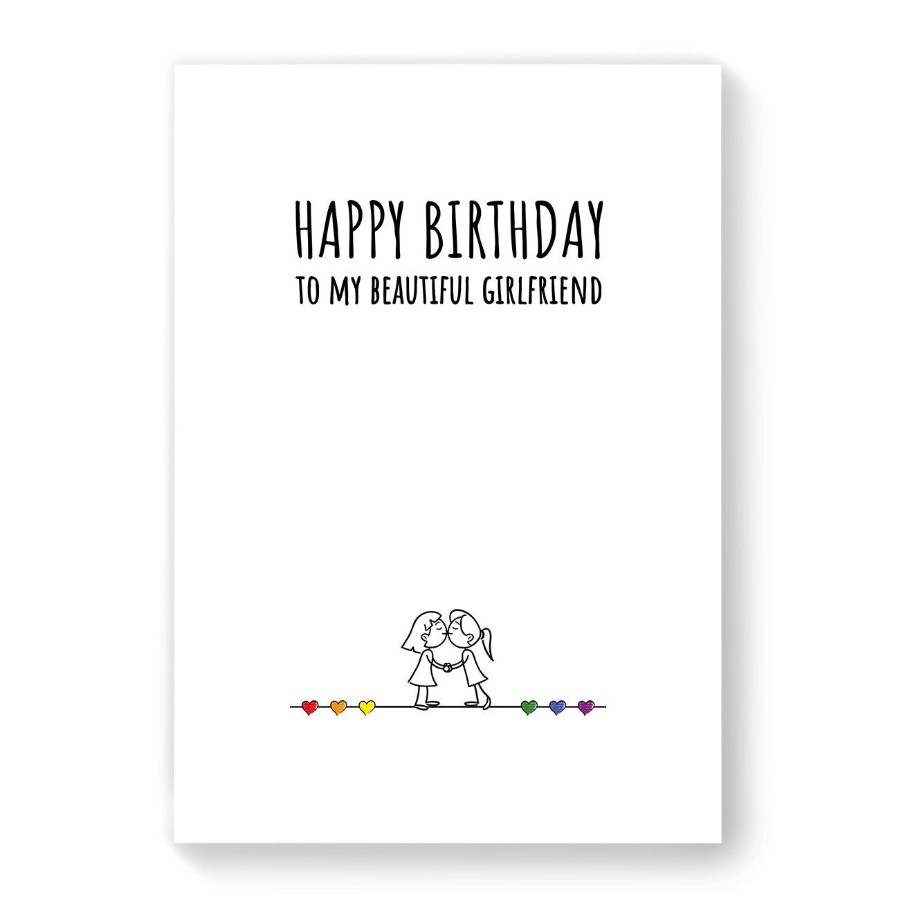 Happy Birthday to my beautiful girlfriend - Lesbian Gay Birthday Card - White Minimalist | Gift