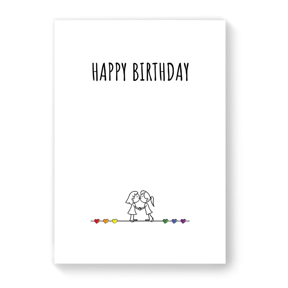 Happy Birthday - Lesbian Gay Birthday Card - White Minimalist | Gift