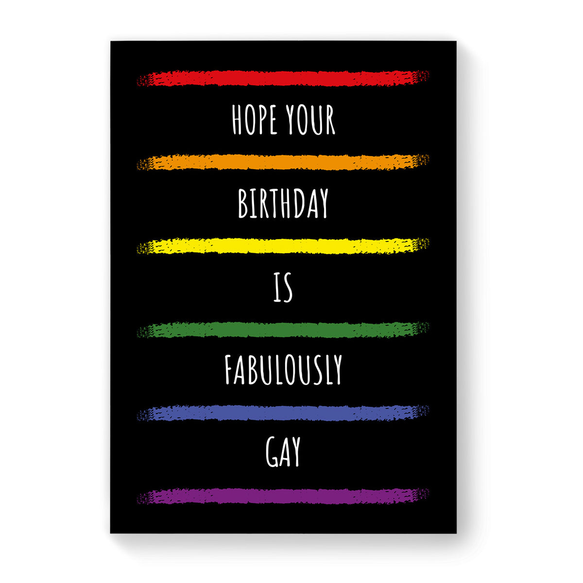 Hope your Birthday is Fabulously Gay - Lesbian Gay Birthday Card - Black Rainbow Stripes | Gift