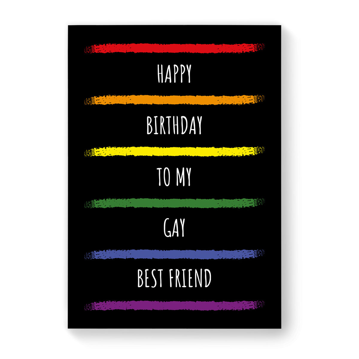 Happy Birthday to my Gay Best Friend - Lesbian Gay Birthday Card - Black Rainbow Stripes | Gift