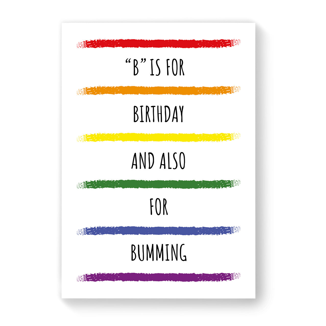 B is for Birthday - Gay Birthday Card - White Rainbow Stripes | Gift
