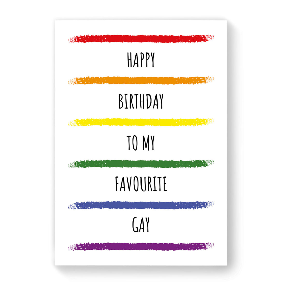 Happy Birthday to my Favourite Gay - Gay Birthday Card - White Rainbow Stripes | Gift