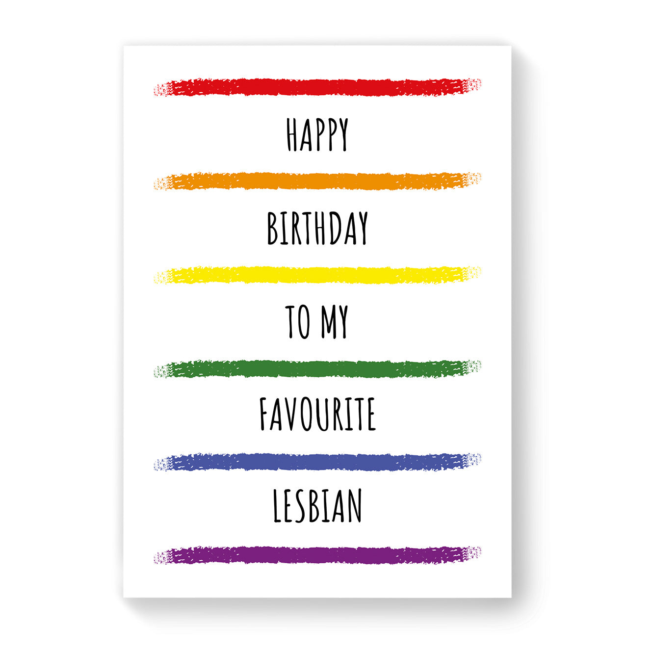 Happy Birthday to my Favourite Lesbian - Lesbian Birthday Card - White Rainbow Stripes | Gift