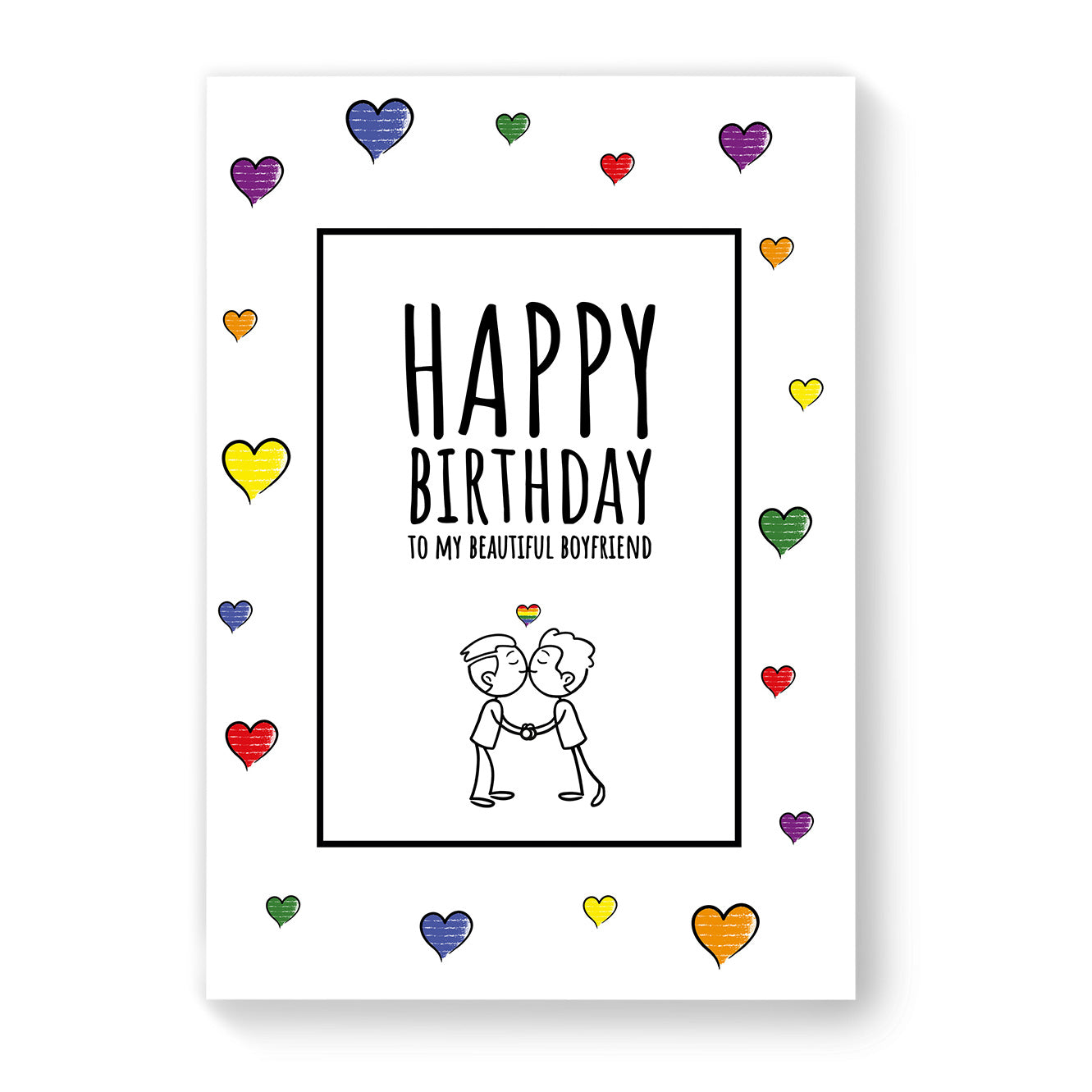 Happy Birthday to my beautiful boyfriend - Gay Birthday Card - White Heart | Gift