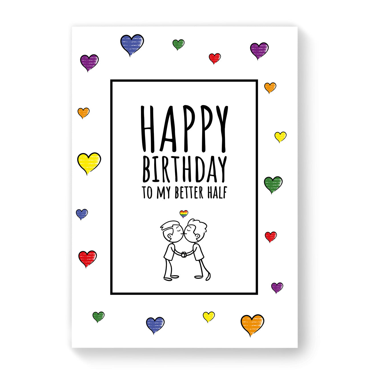 Happy Birthday to my better half - Gay Birthday Card - White Heart | Gift