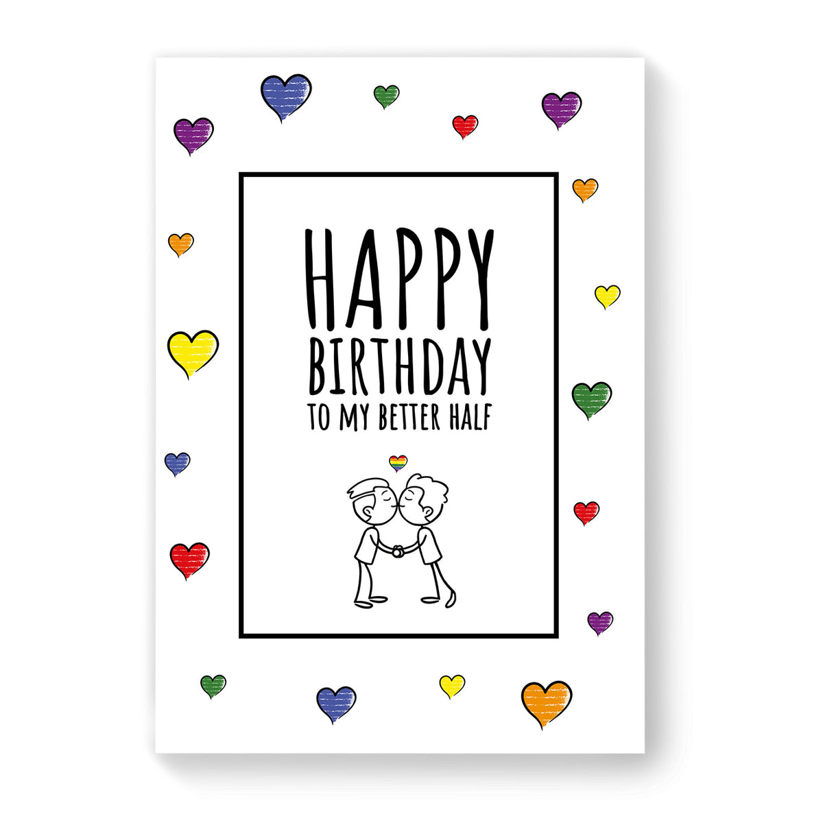 Happy Birthday to my better half - Gay Birthday Card - White Heart | Gift