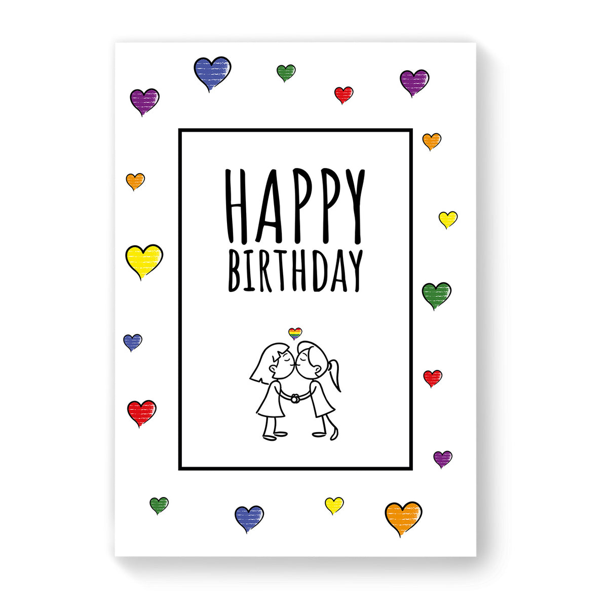 Happy Birthday - Lesbian Gay Birthday Card - White Heart | Gift