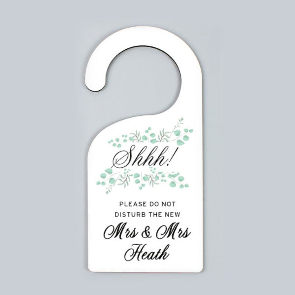 Mrs &amp; Mrs - Lesbian Gay Couple Personalised Door Hanger | Wedding Gift