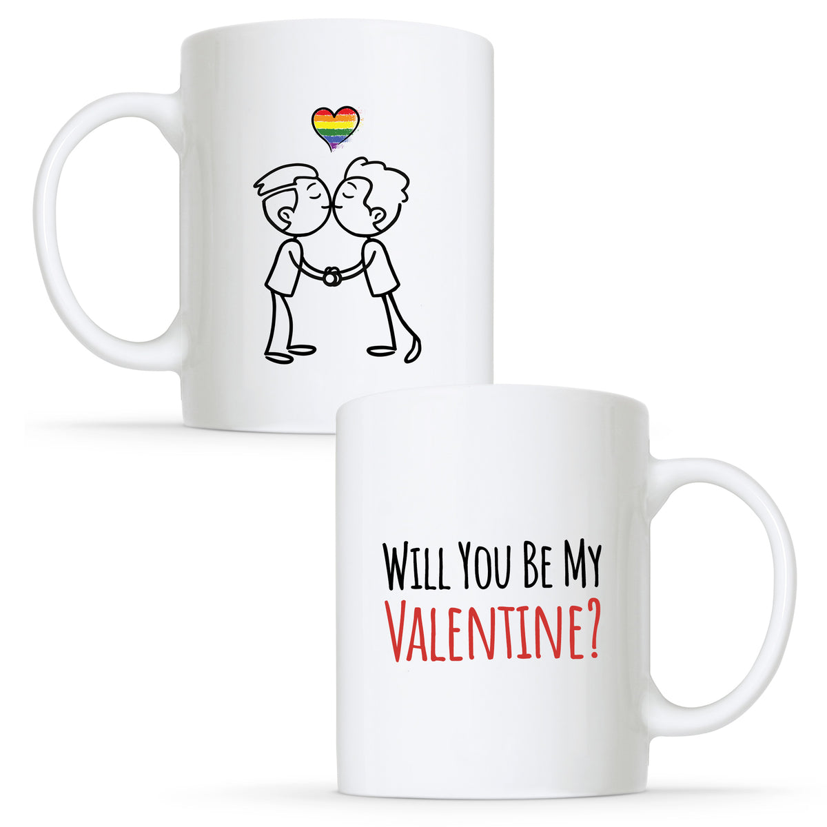 Be My Valentine - Gay Couple Mug Set | Gift