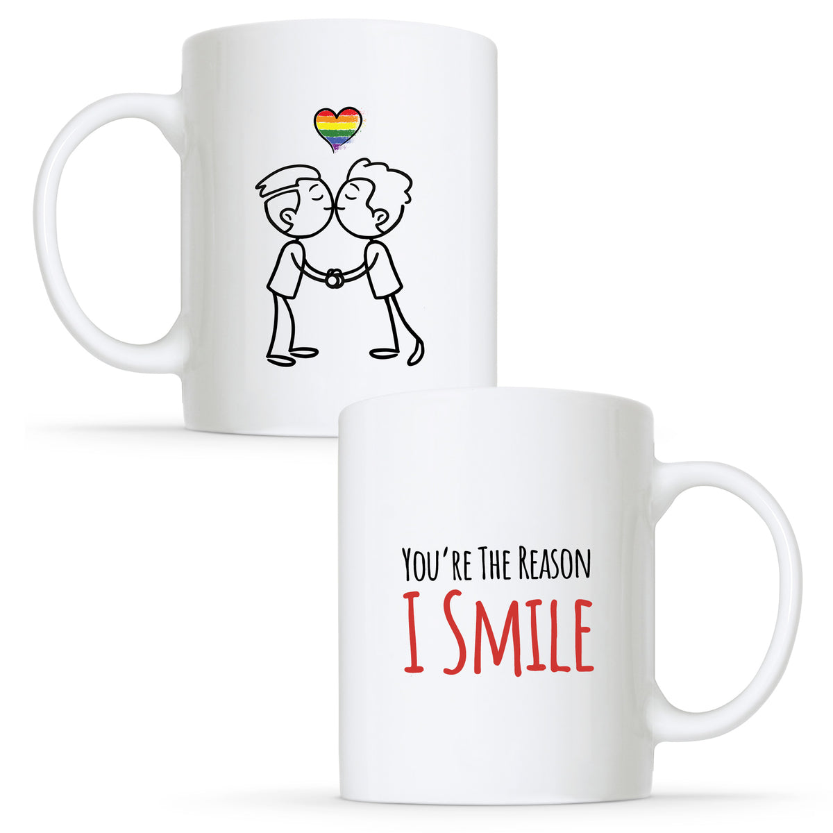 You&#39;re the Reason I Smile - Gay Couple Mug Set | Gift