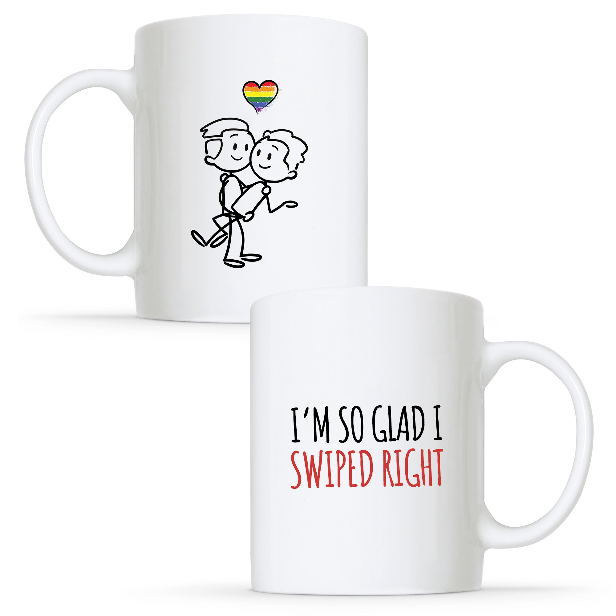 I'm So Glad I Swiped Right - Gay Couple Mug Set | Gift