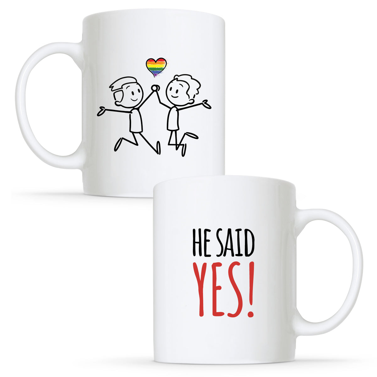He Said Yes - Gay Couple Engagement Mug Set | Gift
