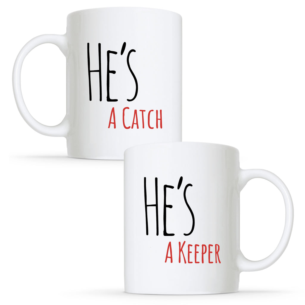 He's a Catch & He's a Keeper - Gay Couple Mug Set | Gift