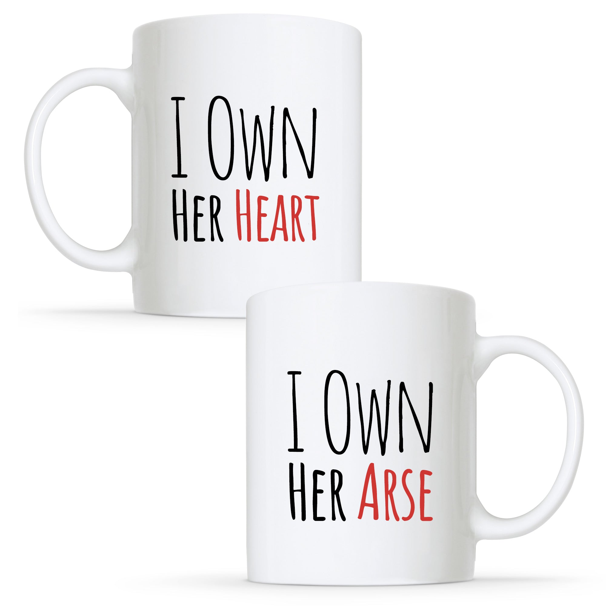 I Own Her Heart & I Own Her Arse - Gay Lesbian Couple Mug Set | Gift